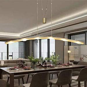 Linear LED Pendant Light Fixture Hanging Chandelier Poor Table Lights Height Adjustable 27W 3000K Warm Lamps for Living Dining Room Kitchen Island Bedroom Bar Restaurant, Brushed Aluminum.