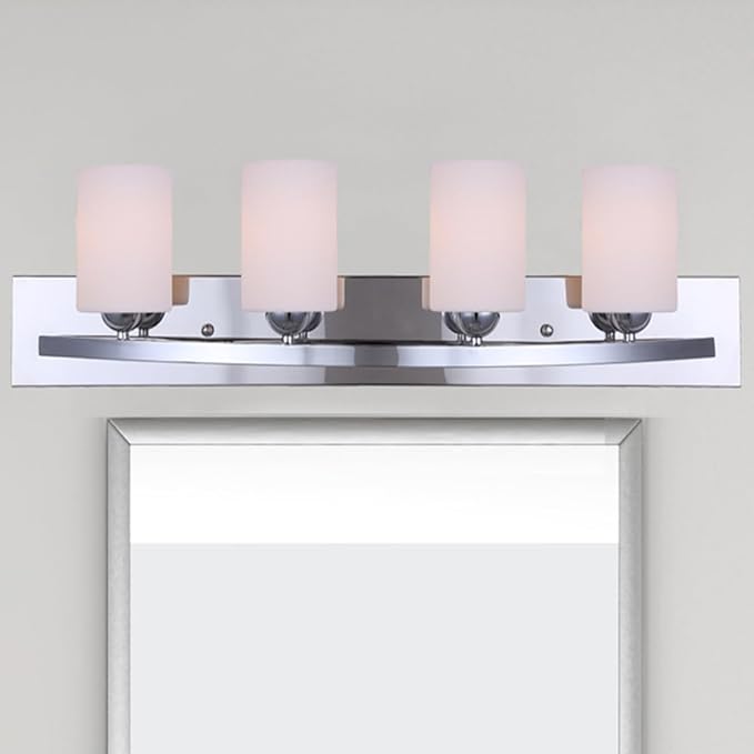 Canarm IVL370A04CH-O Ltd Hampton 4 Light Vanity, Chrome with Flat Opal Glass