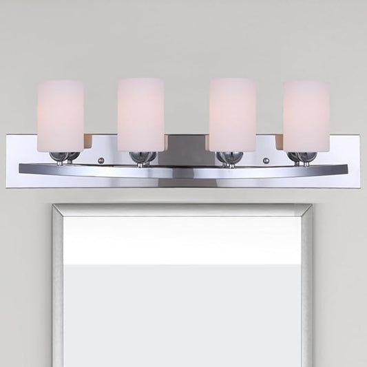 Canarm IVL370A04CH-O Ltd Hampton 4 Light Vanity, Chrome with Flat Opal Glass