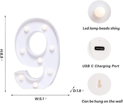 Foaky Rechargeable LED Letter Lights Sign Marquee Light Up Letters Sign for Night Light Wedding/Birthday Party Christmas Lamp Home Bar Decoration (9)