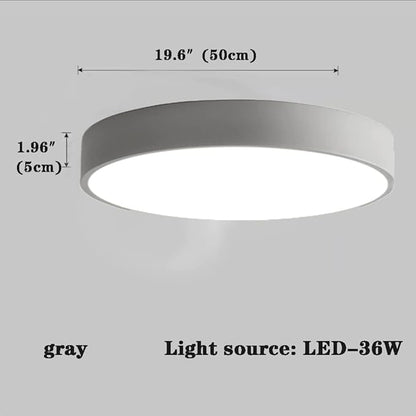 LED Ceiling Light Fixture,20 Inch Modern Round Recessed Ceiling Lights,Dimmable Light,36W Grey Close to Ceiling Lighting Flush Mount Living Room Bedroom,3000K-6000K