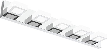 Ralbay Chrome Bathroom Vanity Lighting Fixtures Acrylic Rotable 360° LED Modern Bathroom Vanity Light Over Mirror (6000K White Light)