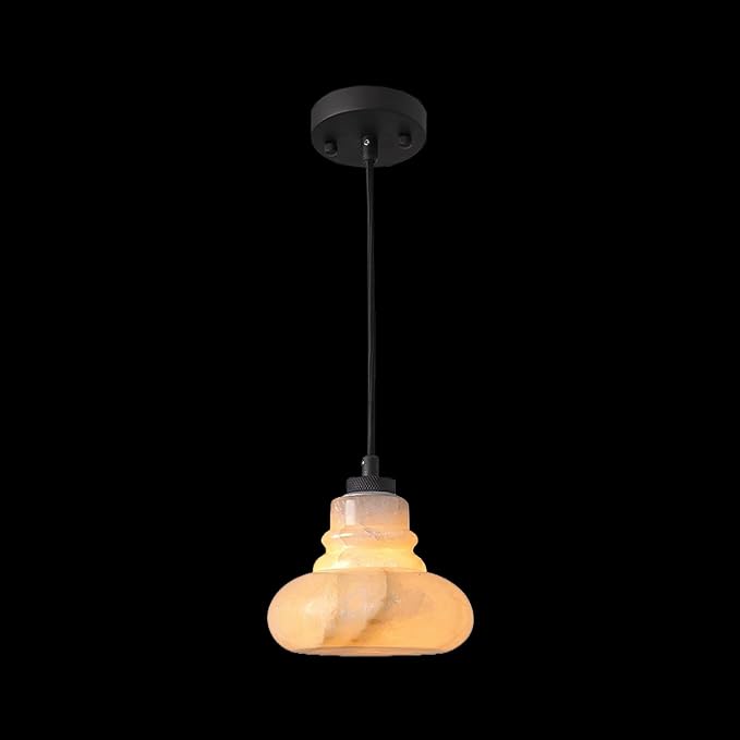 Natural Stone Pendant Lights Kitchen Island, Pentant Lighting Fixture for Bedside, Dining Room, Entryway, Cafe, Restaurant, Calcite Pendant Lamp -Dome