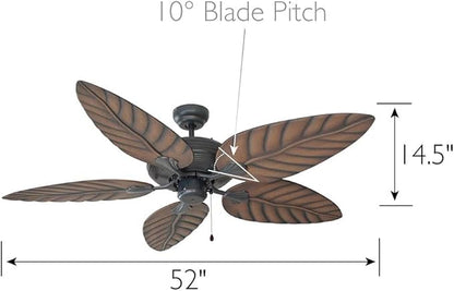 Design House 154104 Martinique 52-Inch Decorative Indoor/Outdoor Ceiling Fan with Leaf Blades, Oil Rubbed Bronze