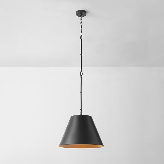 Globe Electric 1-Light Pendant Light, Matte Black Finish, Adjustable Hanging Rods, Dimmable, E26 Base, Dark Academia Modern Ceiling Lighting, 67000198