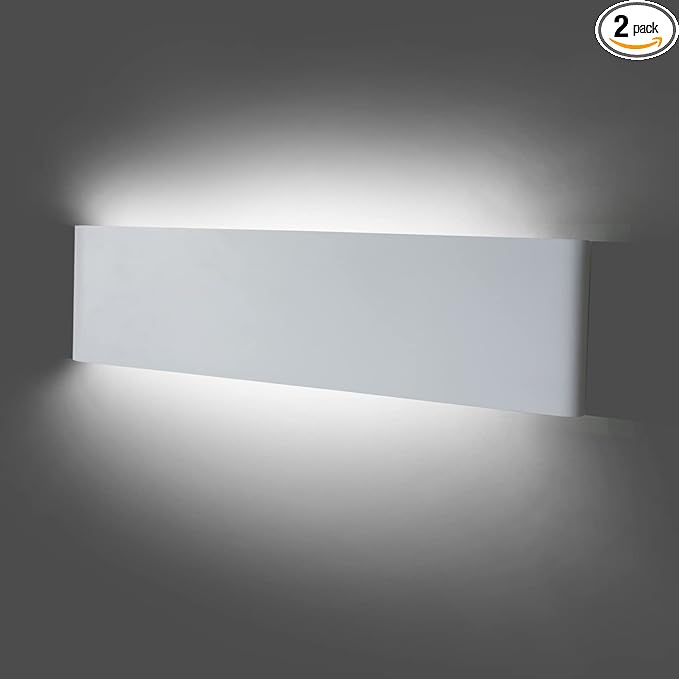 KICAAO 15.7in White Modern Wall Sconce 2-Pack,20W Indoor Vanity Light Up and Down LED Vanity Light for Bathroom Wall Lighting Fixtures Not Dimmable Not Plug (White Light 5000K-1PCS)