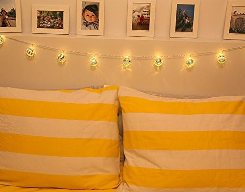 Kikkerland 5ft 10 Hanging LED Disco String Lights Battery Operated Bedroom Living Room, Inside Outside Decor, Home Decor, Party Lights