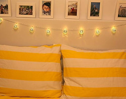Kikkerland 5ft 10 Hanging LED Disco String Lights Battery Operated Bedroom Living Room, Inside Outside Decor, Home Decor, Party Lights