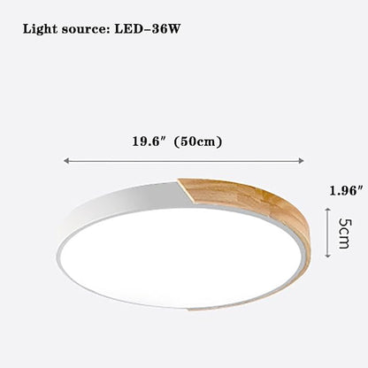 LED Ceiling Light Fixture,20 Inch Modern Wood Recessed Ceiling Lights, Dimmable Light,White 36W Close to Ceiling Lighting Flush Mount Living Room Bedroom,3000K-6000K