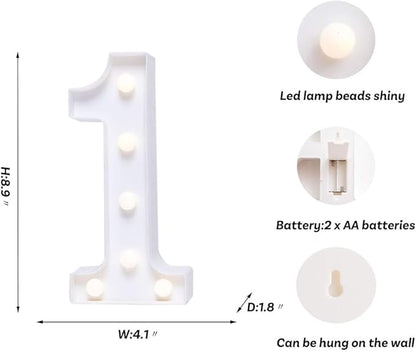 Foaky Decorative Led Marquee Light Up Number, Marquee Light Up Number Sign for Night Light Wedding Birthday Party Christmas Home Bar Decoration Number(1)