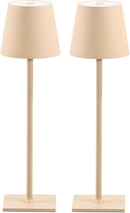 CHLORANTHUS 2 Pack Cordless Table Lamps, 3 Colors Stepless Dimming, 5000mAh Rechargeable Battery LED Desk Lamp for Bedroom/Couple Dinner/Desk/Cafe/Dining Room/Terrace