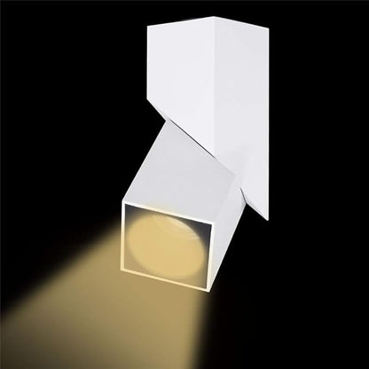 LED Indoor Ceiling Spotlight 360°Adjustable Wall Light - Art DIY Spotlights -12W Warm White Light 3000K Ceiling Downlight -Surface Mounted COB Lighting Swivel lamp (White-3000K)