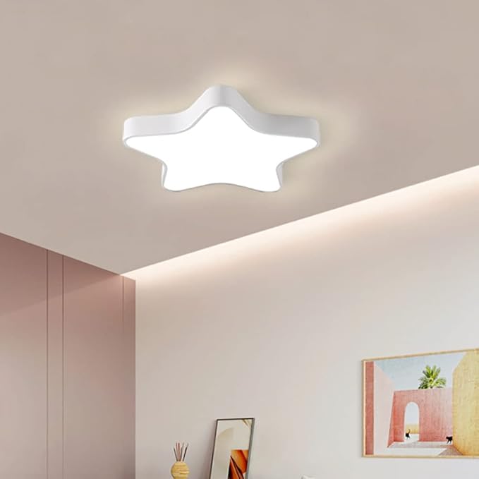 LED Ceiling Light Fixture, Modern Pentagram Recessed Ceiling Lights, 3000K-6000K Dimmable Light, Close to Lighting Flush Mount Living Room Pendant Lamps (White, 12inch)