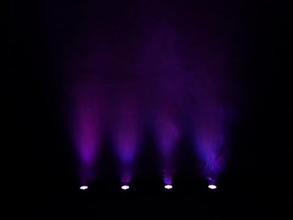 Rockville 4 PACK MINI RF1 V2 Black RGBWA+UV Battery-Powered Wash Lights with RF Remotes, Wireless DMX, Travel Bag, Perfect for DJs & Events