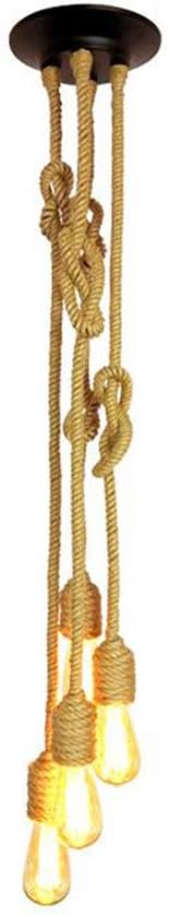 4 Head 2M Vintage Hemp Rope Light E26/E27 Base, Pendant Ceiling Light Lamp,Retro Style for Dining Hall Restaurant Bar Lighting(Bulb not Included)