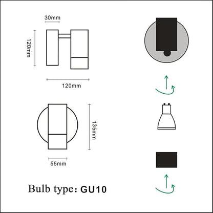 DUHU Wall Sconce Lights for Bedroom,White Wall Light with Switch,Indoor Modern Gold Hardwired Sconces Wall Lighting with Rotatable Lampshade,Wall Lamps for Living Room,Corner,Hallway,Bar,Wall Decor