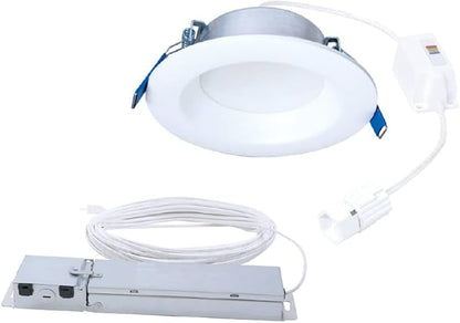 HALO 4 inch Quicklink Canless LED Downlight Selectable 2700K, 3000K, 3500K, 4000K, 5000K CCT – White (4 pack)