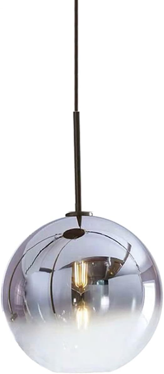 Gradient Color Glass Pendant Light,Modern Glass Hanging Light Chaniler Light (Silver, 20cm)