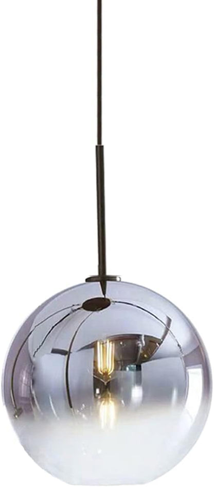 Gradient Color Glass Pendant Light,Modern Glass Hanging Light Chaniler Light (Silver, 30cm)