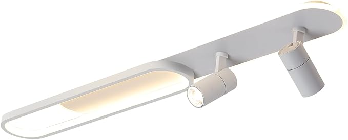 39.3Inch Dimmable LED Ceiling Light with 2 Spotlights Modern LED Ceiling Light with Remote Long Linear Ceiling Lamp for Kitchen Bedroom Office Laundry Room White/50W