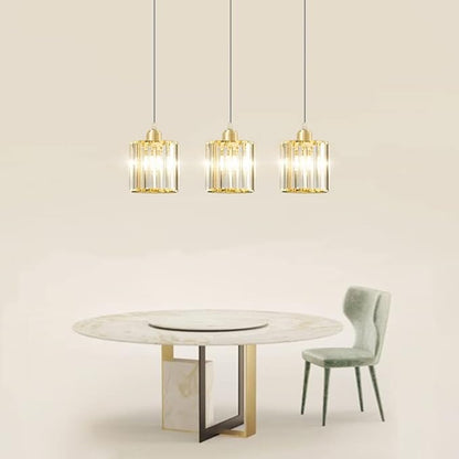 LightInTheBox 3Pcs Crystal Pendant Light Small Gold Pendant Light Modern Adjustable Chandelier Ceiling Light Fixture for Kitchen Island Bedside Cafe Restaurant (3 Color Changing)