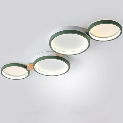 4-Lights LED Ceiling Light Fixture,23 Inch Modern Ceiling Lights Flush Mount Wooden 30W Dimmable Chandelier for Living Room Bedroom Kitchen,3000K/4000K/6000K Temperatures Selectable Green