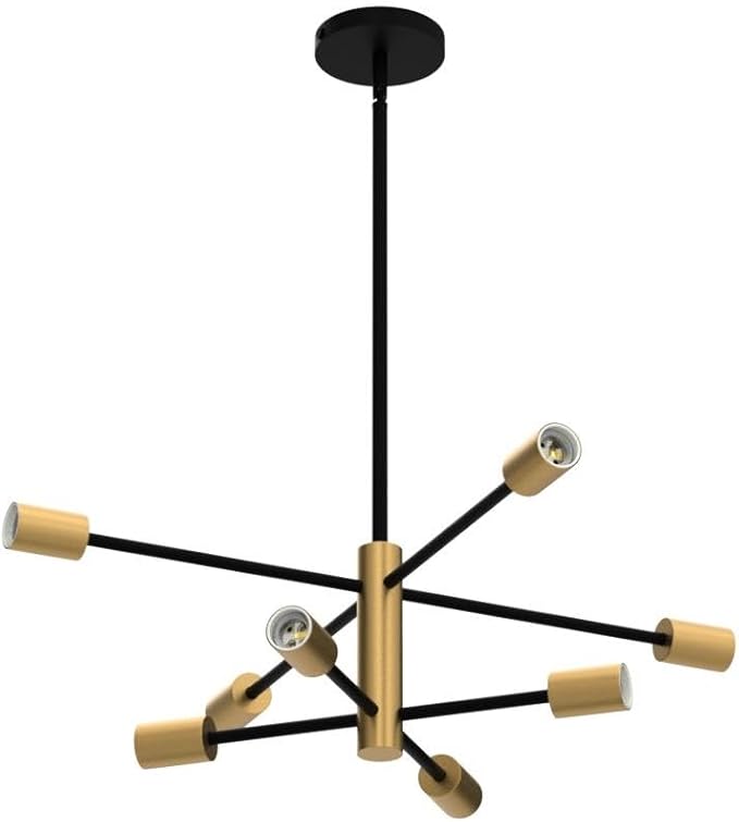 RUIYEY Modern Sputnik Chandeliers Black and Gold Mid Century Chandelier 8-Light Dining Room Light Fixture Height Adjustable Ceiling Lights Farmhouse Chandeliers for Kitchen Island Living Room