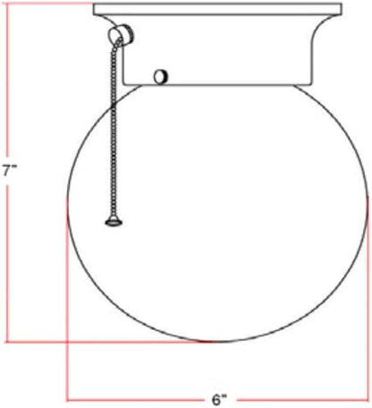 Design House Millbridge Globe 6 Inch Diameter Indoor Ceiling Light Fixture with Pull Chain, for Bedroom, Hallway, Closet & Dining Room, Opal Glass, White, 510040