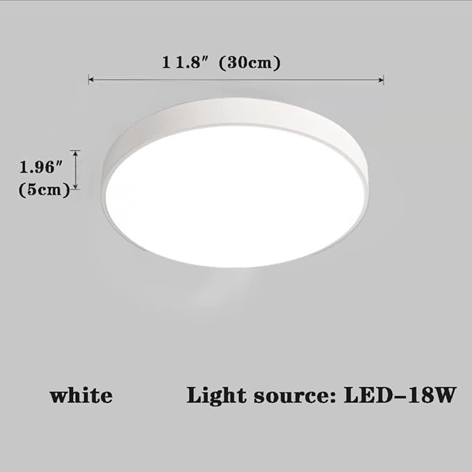 LED Ceiling Light Fixture,12 Inch Modern Round Recessed Ceiling Lights,3000K-6000K Dimmable Light,White 18W Close to Ceiling Lighting Flush Mount for Bedroom Living Room Ceiling Lamp