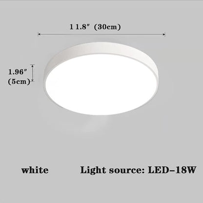 LED Ceiling Light Fixture,12 Inch Modern Round Recessed Ceiling Lights,3000K-6000K Dimmable Light,White 18W Close to Ceiling Lighting Flush Mount for Bedroom Living Room Ceiling Lamp