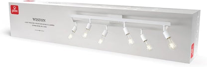 Globe Electric 64000095 36" 6-Light Track Lighting, Matte White, Pivot Sockets, Ceiling Lamp for Bedroom, Kitchen, Hallway, Bathroom, Den, Dining Room, Home Décor