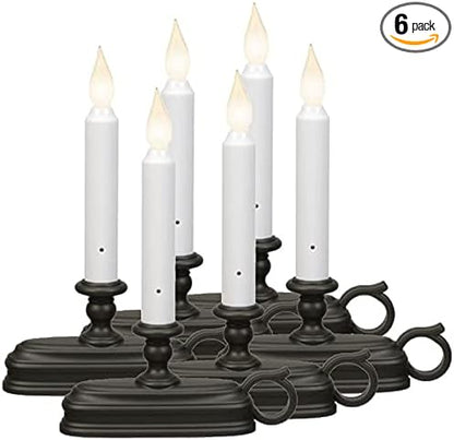 Xodus Innovations FPC1325A-6 Battery Operated LED Window Candle with New Hot Spot Technology and Dusk to Dawn Sensor and Choice of Amber or White Flame Pack of 6 Aged Bronze/Black