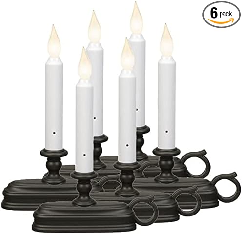 Xodus Innovations FPC1325A-6 Battery Operated LED Window Candle with New Hot Spot Technology and Dusk to Dawn Sensor and Choice of Amber or White Flame Pack of 6 Aged Bronze/Black