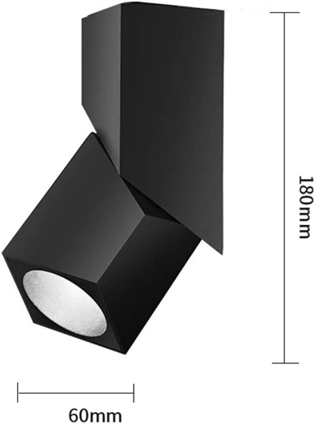LED Indoor Ceiling Spotlight 360°Adjustable Wall Light - Art DIY Spotlights -12W Cool White Light 6000K Ceiling Downlight -Surface Mounted COB Lighting Swivel lamp (Black-6000K)