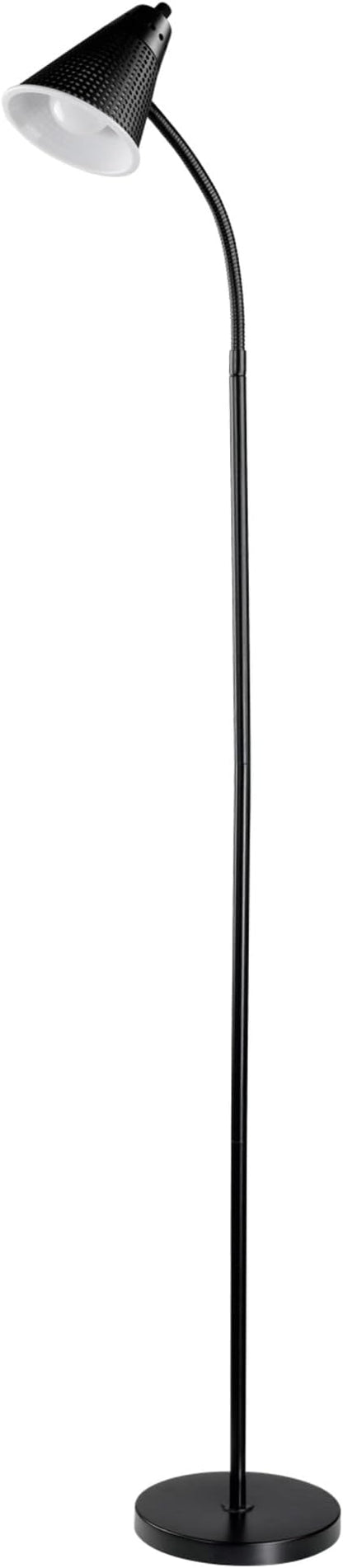 Globe Electric x Novogratz 12708 59" 1-Light LED Integrated Floor Lamp, Matte Black, Plastic Mesh Shade, E26 Bulb Included, Adjustable Spotlight, Modern Standing Light for Bedroom or Office