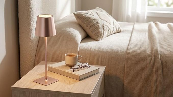 Mikasa Rechargeable LED Table Lamp, 15 Inch Cordless Accent Lamp with Touch Control Dimming, 3 Color Temperatures, 5000mAh Battery, Up to 30 Hours Runtime, Pink, Home Decor Lamp for Living Room