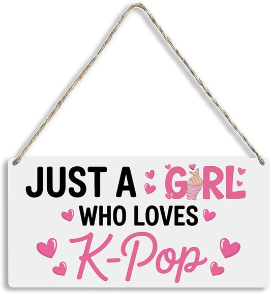 K-pop Gifts for Teen Girls, Music Gifts for Women, Kpop Wood Sign Gift for Girl decorations, Rustic Anime Lovers Wooden Hanging Plaque for Home 12 × 6 Inches White