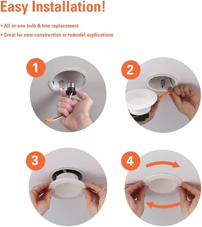 HALO 4 inch LED Recessed Light Trim with 5 Selectable Color Temperatures, Dimmable Can Light for Ceiling Retrofit LT4069FS1EWHR