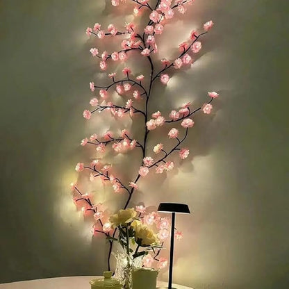 Cherry Blossom Tree Branch Lights for Wall,Cherry Enchanted Willow Vine Lights,with 96 LED and 8 Lighting Modes,Remote Timer,for Bedroom Wall Doors Windows Wedding Christmas Holiday (71inch)