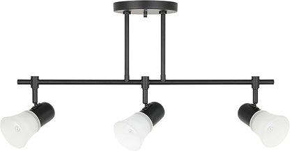 XiNBEi Lighting Tracking Lighting, 3 Light Black Kitchen Track Light Modern Hanging Kitchen Island Ceiling Light with Glass XB-TR1235-3-MB
