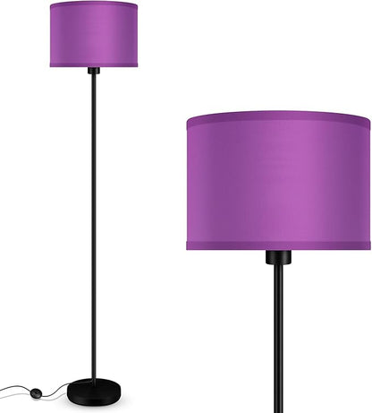 AUQUEE Floor Lamp, Standing Lamp, Modern Stand Up Lamps with Purple Lampshade, 59" Tall, Foot Switch, Simple Living Room Decor for Kids Room, Girls Room, Den, Office - Black(NO Bulb,E26 Base)