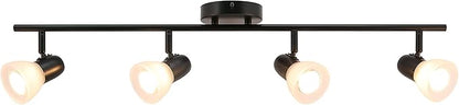 XiNBEi Lighting Track Light, 4 Light Track Bar Lighting with Glass, Modern Black Kitchen Ceiling Light XB-TR1237-4-MB