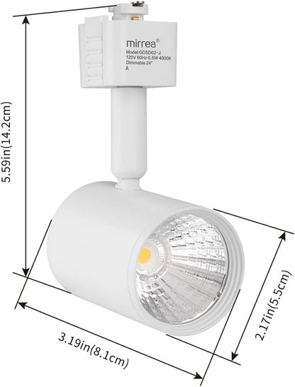 mirrea LED Track Lighting Heads Compatible with Single Circuit J Type Track Lighting Rail Ceiling Spotlight for Accent Task Wall Art Exhibition Lighting 6.5W 24° White Pack of 6 (4000K Neutral White)