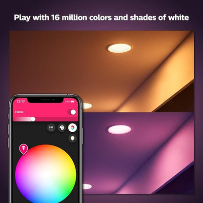 Philips Hue Smart Retrofit Recessed 5/6 Inch LED Downlight 1 Pack - White and Color Ambiance Color-Changing Light 1100LM - Control with Hue App - Compatible with Alexa, Google Assistant, Apple Homekit