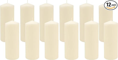 Stonebriar 80 Hour Long Burning Unscented Pillar Candles, 3x8, Ivory, 6 Count (Pack of 2)