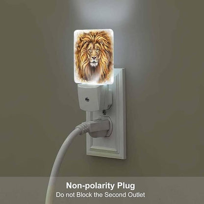 Lion Night Light Furry Brown LED Night Lights Plug into Wall for Stairway Hallway Bedroom 0.5W Nightlight
