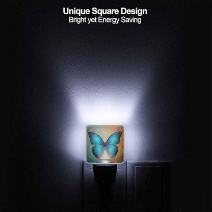 Butterfly Night Light Blue Butterfly 0.5W Night Lights Auto LED Lamp Energy Saving Square Lights for Room Bedroom Bathroom
