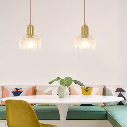 Lxybcce Mid Century Modern Glass Pendant Light, Gold Kitchen Island Pendant Light Fixture, Minimalist Brushed Brass Ceiling Hanging Lamp, Adjustable Hanging Lighting for Barthroom Dining Room Hallway