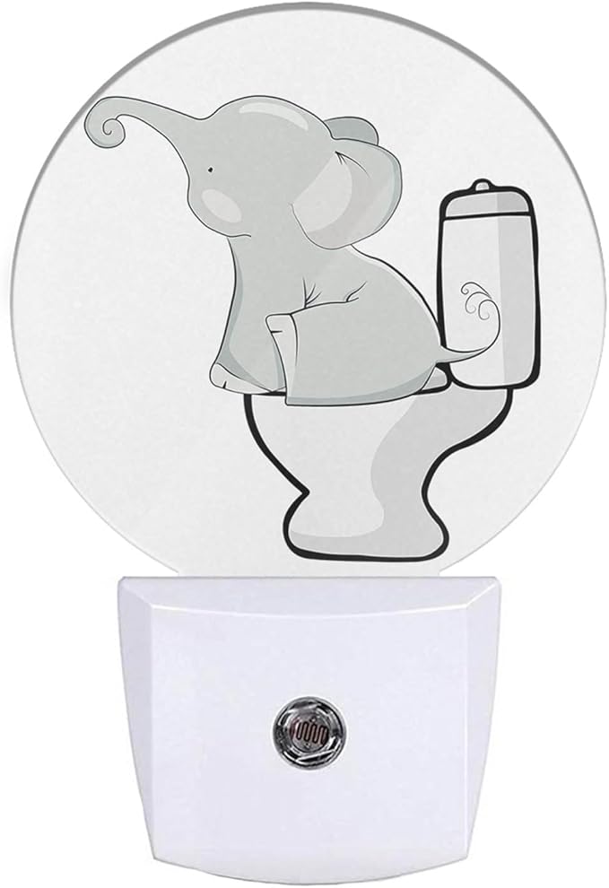 EKOBLA Cute Elephant Night Light, Cartoon Safari Animal Plug into Wall with Dusk to Dawn Sensor, 0.5W LED Energy Saving Nightlight for Bedroom, Bathroom, Hallway