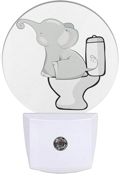 EKOBLA Cute Elephant Night Light, Cartoon Safari Animal Plug into Wall with Dusk to Dawn Sensor, 0.5W LED Energy Saving Nightlight for Bedroom, Bathroom, Hallway